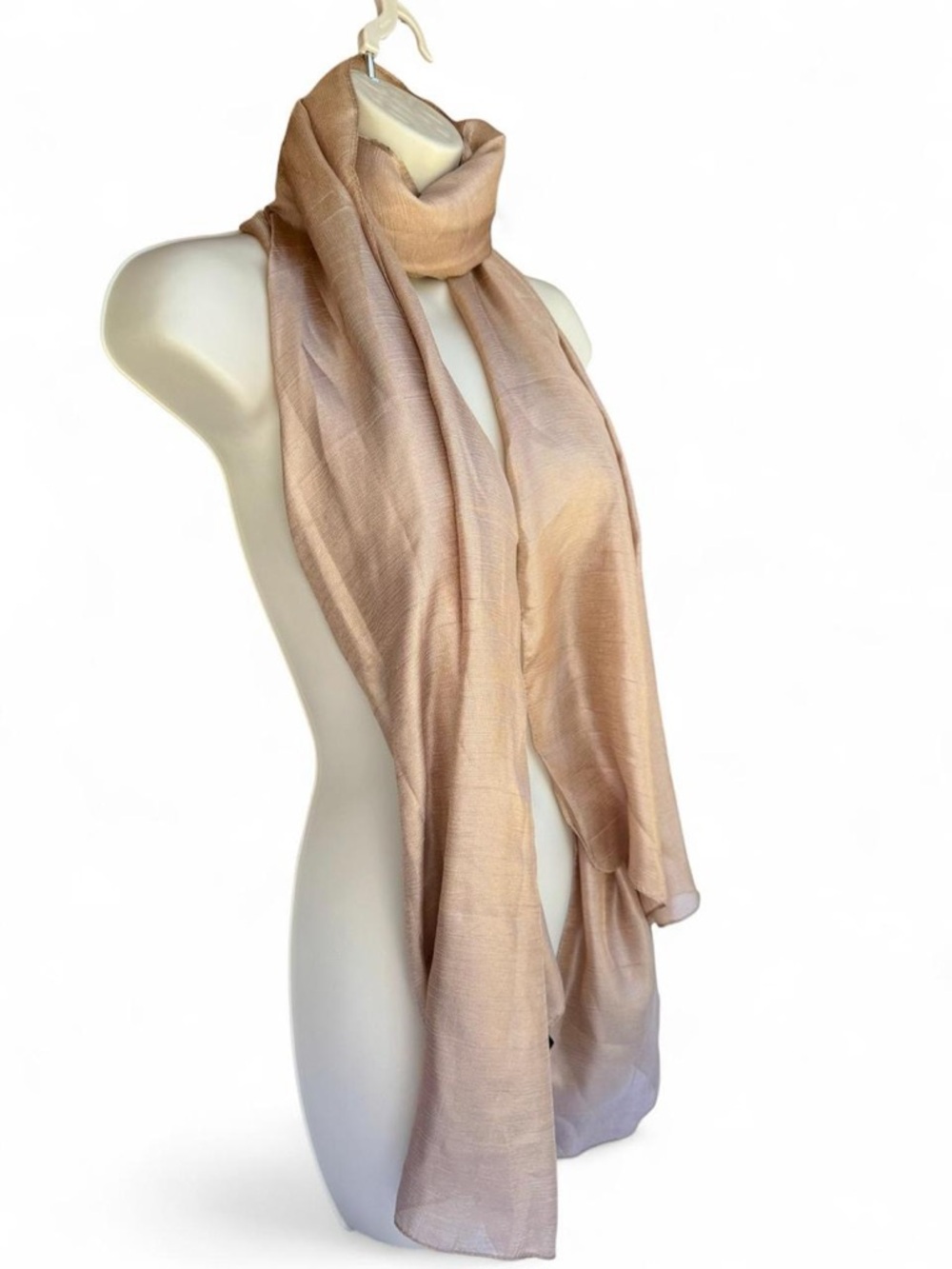 Champagne Satin Silk Feel Scarf Neutral Wrap Scarf